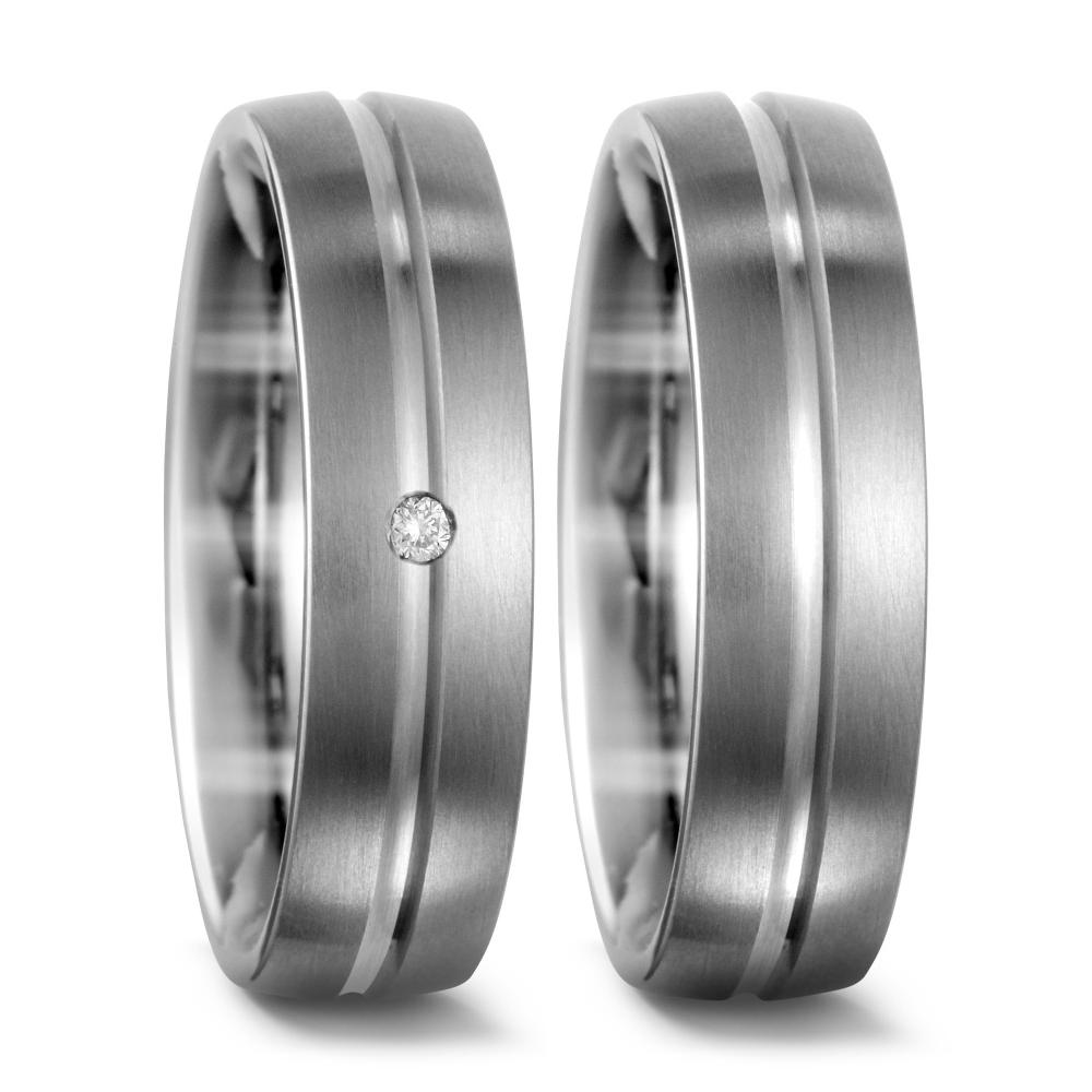 Wedding Ring Titanium Diamond 0.02 ct, w-si