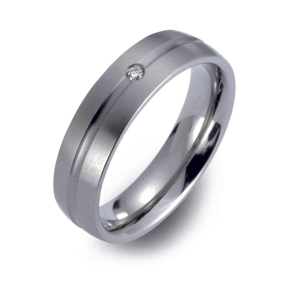 Wedding Ring Titanium Diamond 0.02 ct, w-si