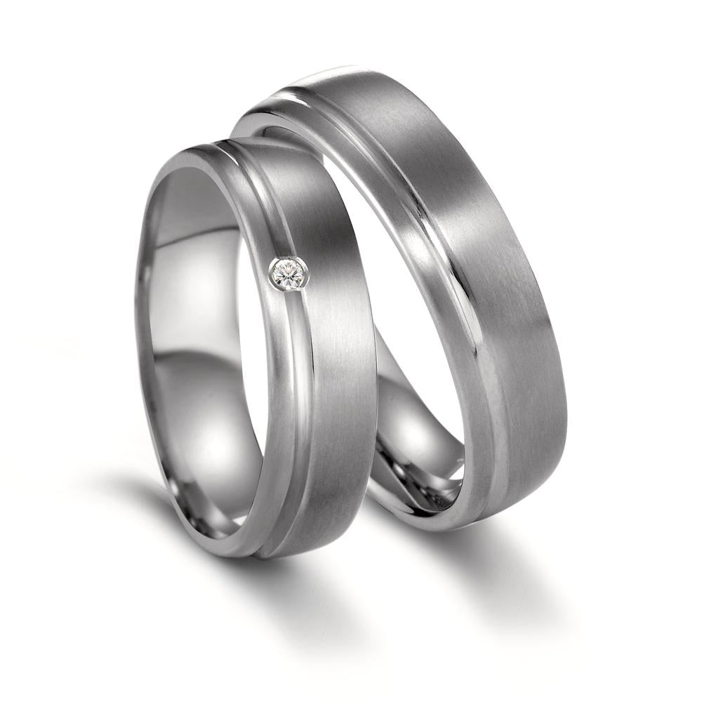 Wedding Ring Titanium Diamond 0.02 ct, w-si