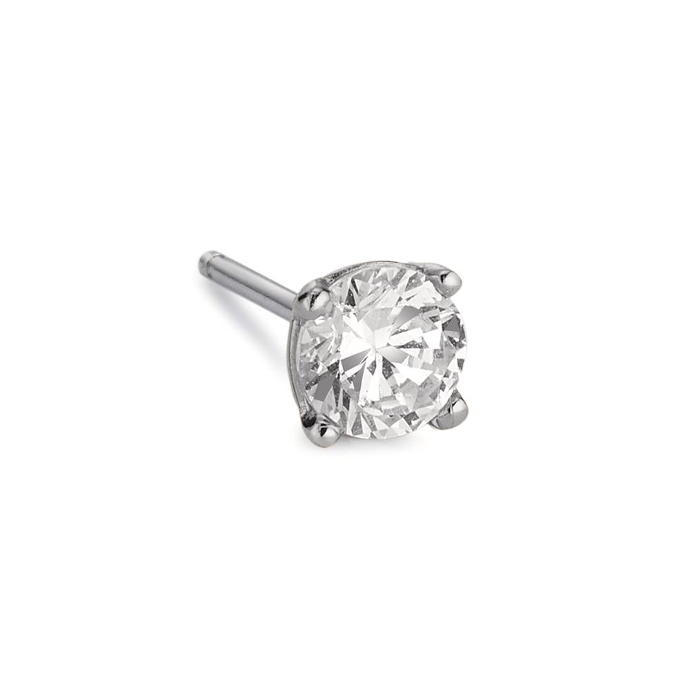 Single stud earring Silver Zirconia Rhodium plated Ø5 mm