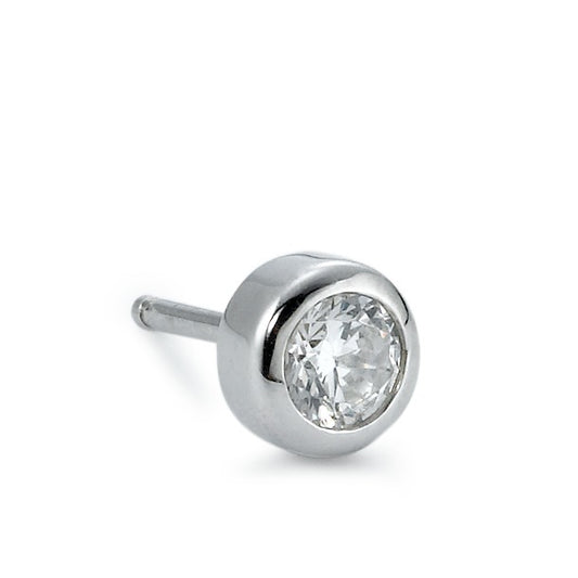 Single stud earring Silver Zirconia Rhodium plated Ø6 mm