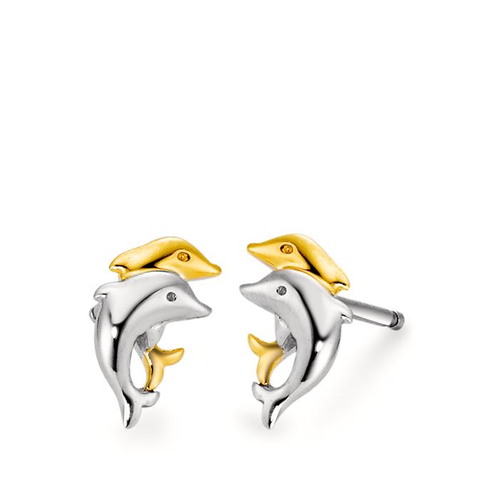 Stud earrings Silver Bicolor Bicolor Dolphin