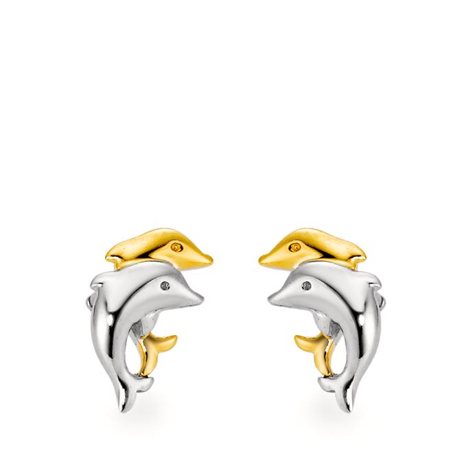 Stud earrings Silver Bicolor Bicolor Dolphin