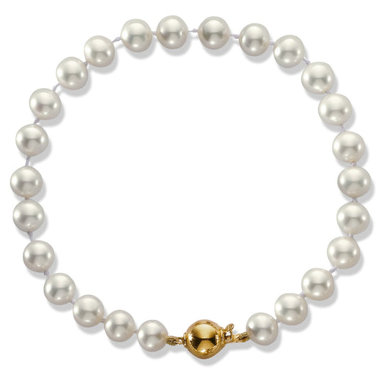 Bracelet 18k Yellow Gold Freshwater pearl 19 cm