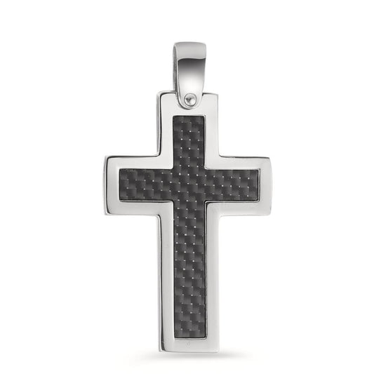 Pendant Stainless steel, Carbon Cross