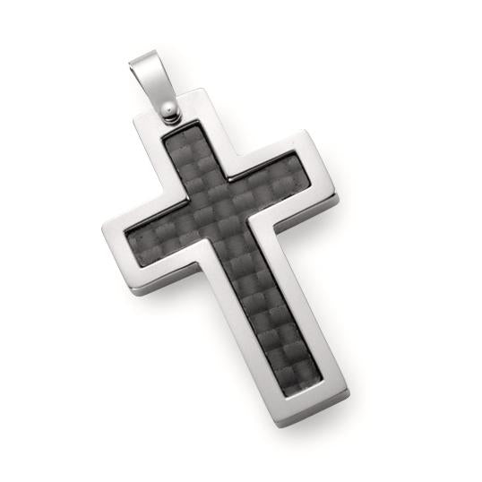 Pendant Stainless steel, Carbon Cross