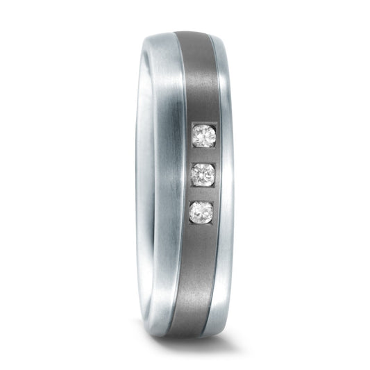 Wedding Ring Stainless steel, Titanium Diamond 0.105 ct, 3 Stones, w-si