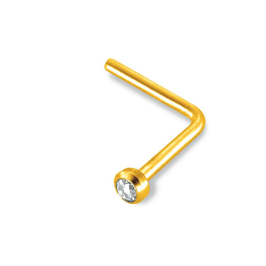 Nose Stud 18k Yellow Gold Zirconia White