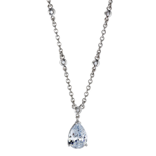 Necklace Silver Zirconia Rhodium plated 45 cm