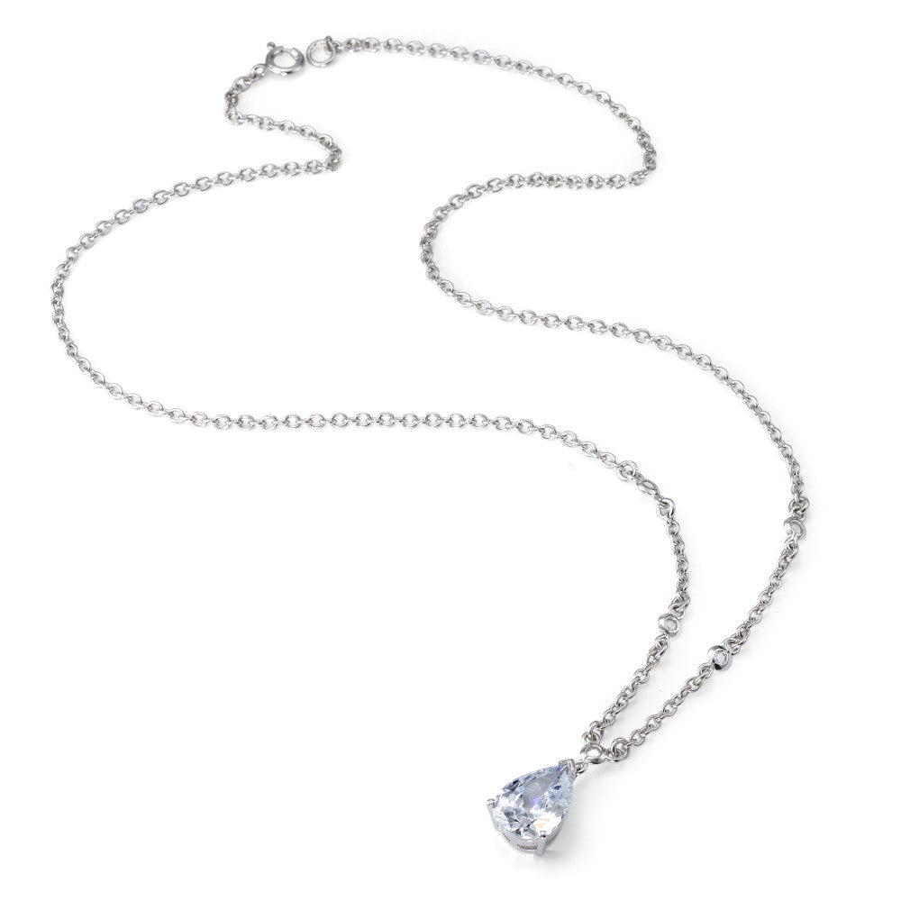 Necklace Silver Zirconia Rhodium plated 45 cm