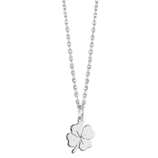 Chain necklace with pendant Silver Rhodium plated Cloverleaf 38-40 cm Ø10 mm
