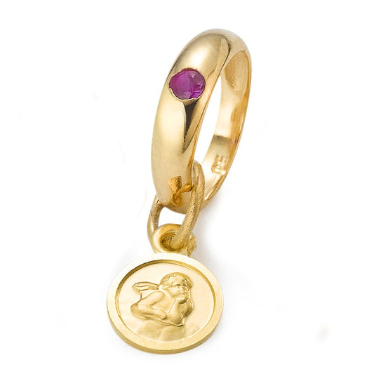 Christening ring 9k Yellow Gold Ruby Guardian Angel Ø10 mm