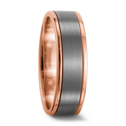 Wedding Ring Titanium, 18k Red Gold