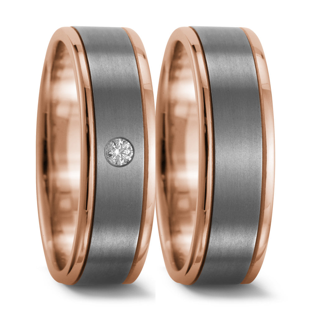 Wedding Ring Titanium, 18k Red Gold