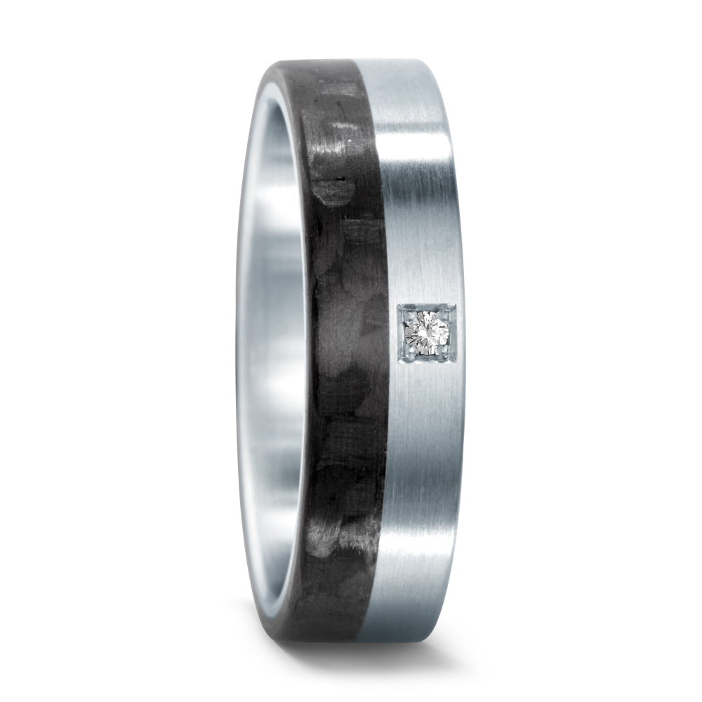 Wedding Ring Stainless steel, Carbon Diamond 0.02 ct, w-si