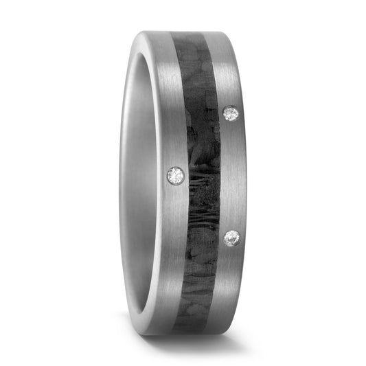 Wedding Ring Titanium, Carbon Diamond 0.03 ct, 3 Stones, w-si