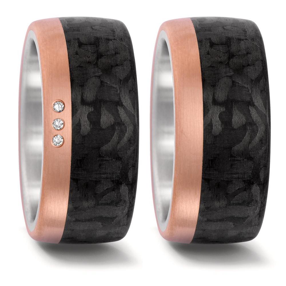 Wedding Ring Stainless steel, 18k Rose Gold, Carbon