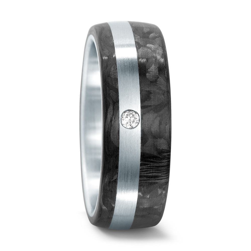 Wedding Ring Stainless steel, Carbon Diamond 0.02 ct, w-si