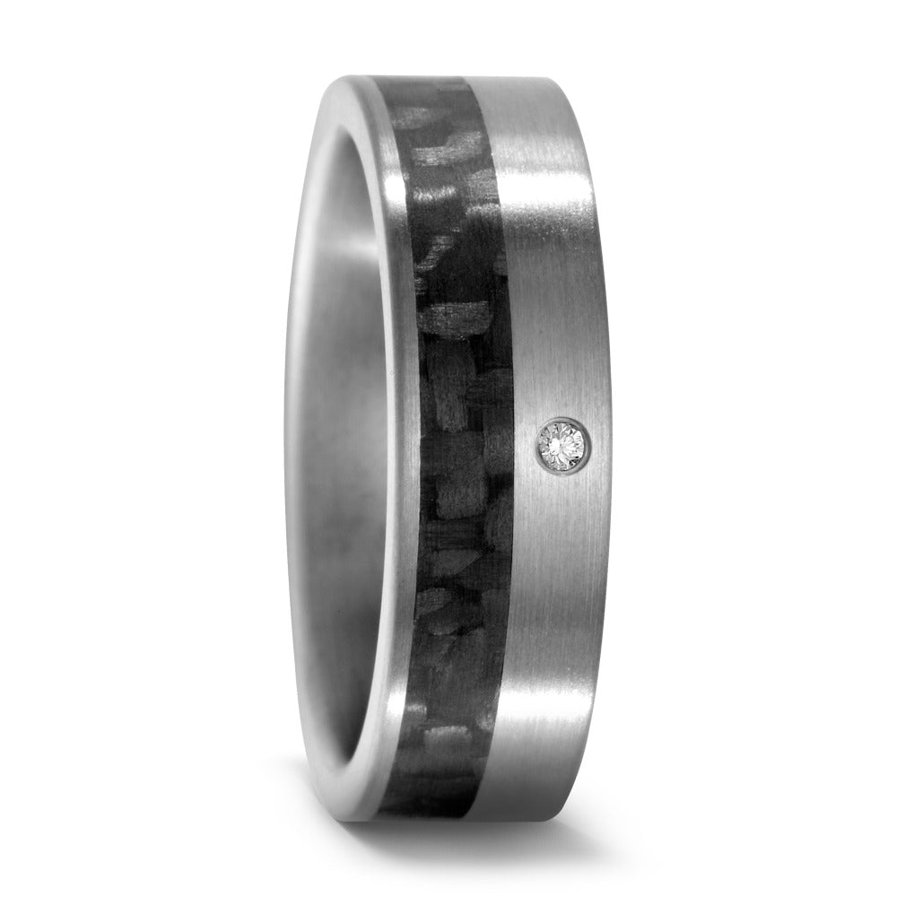 Wedding Ring Titanium, Carbon Diamond 0.02 ct, w-si