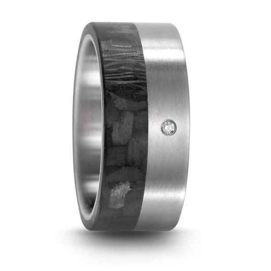 Wedding Ring Titanium, Carbon Diamond 0.02 ct, w-si