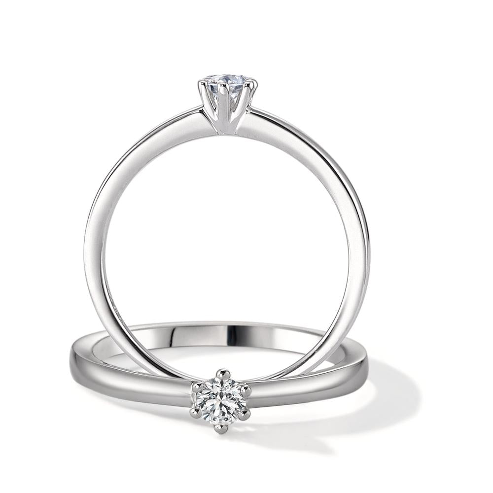 Solitaire ring 18k White Gold Diamond 0.10 ct, w-si