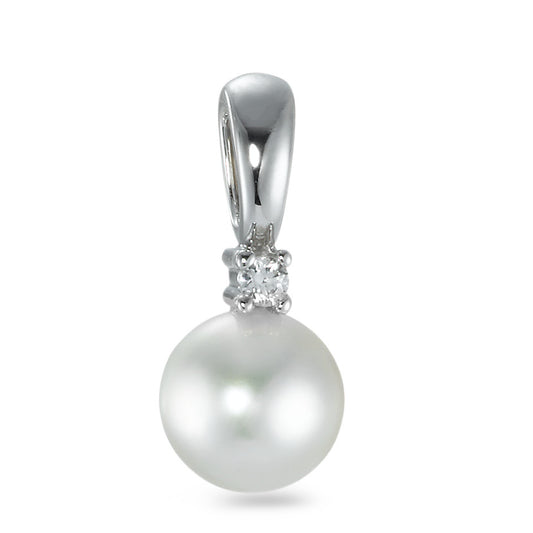 Pendant 9k White Gold Zirconia w-si Freshwater pearl