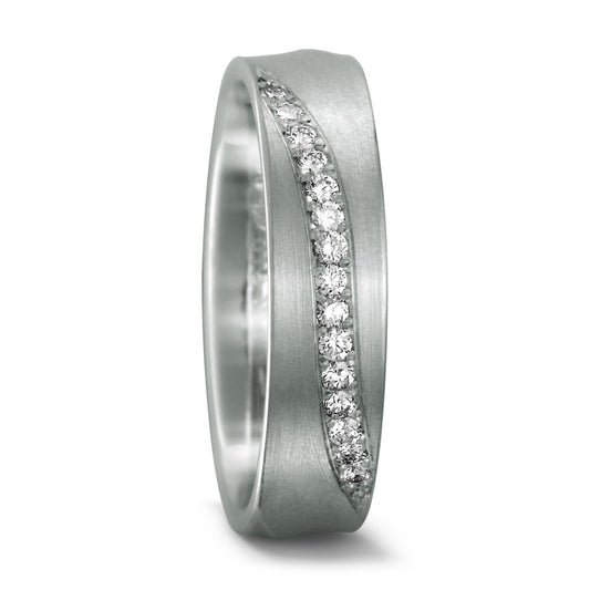 Wedding Ring Platinum 950 Diamond 0.15 ct, 15 Stones, tw-si