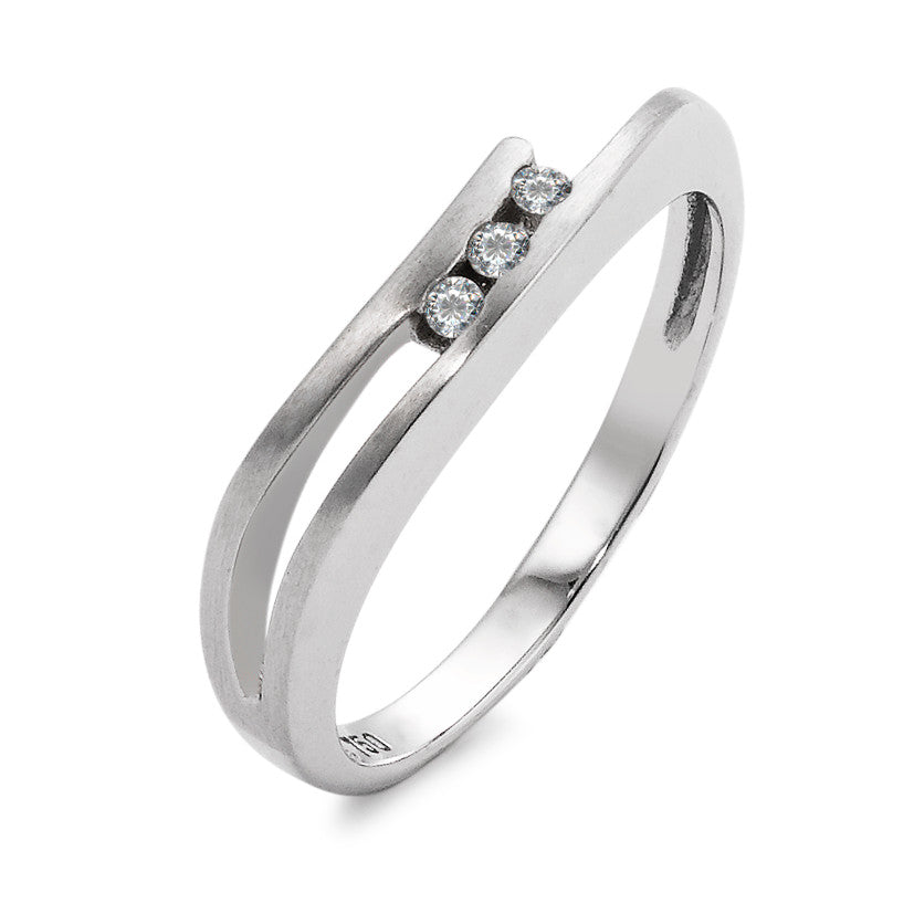 Ring 18k White Gold Diamond 0.06 ct, 3 Stones, w-si