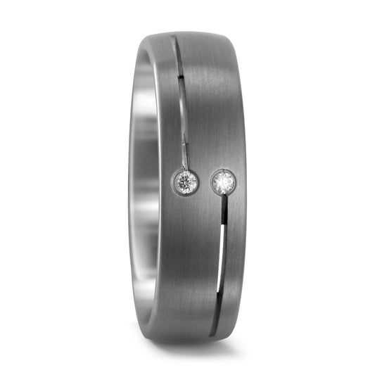 Wedding Ring Titanium Diamond 0.03 ct, 2 Stones, w-si