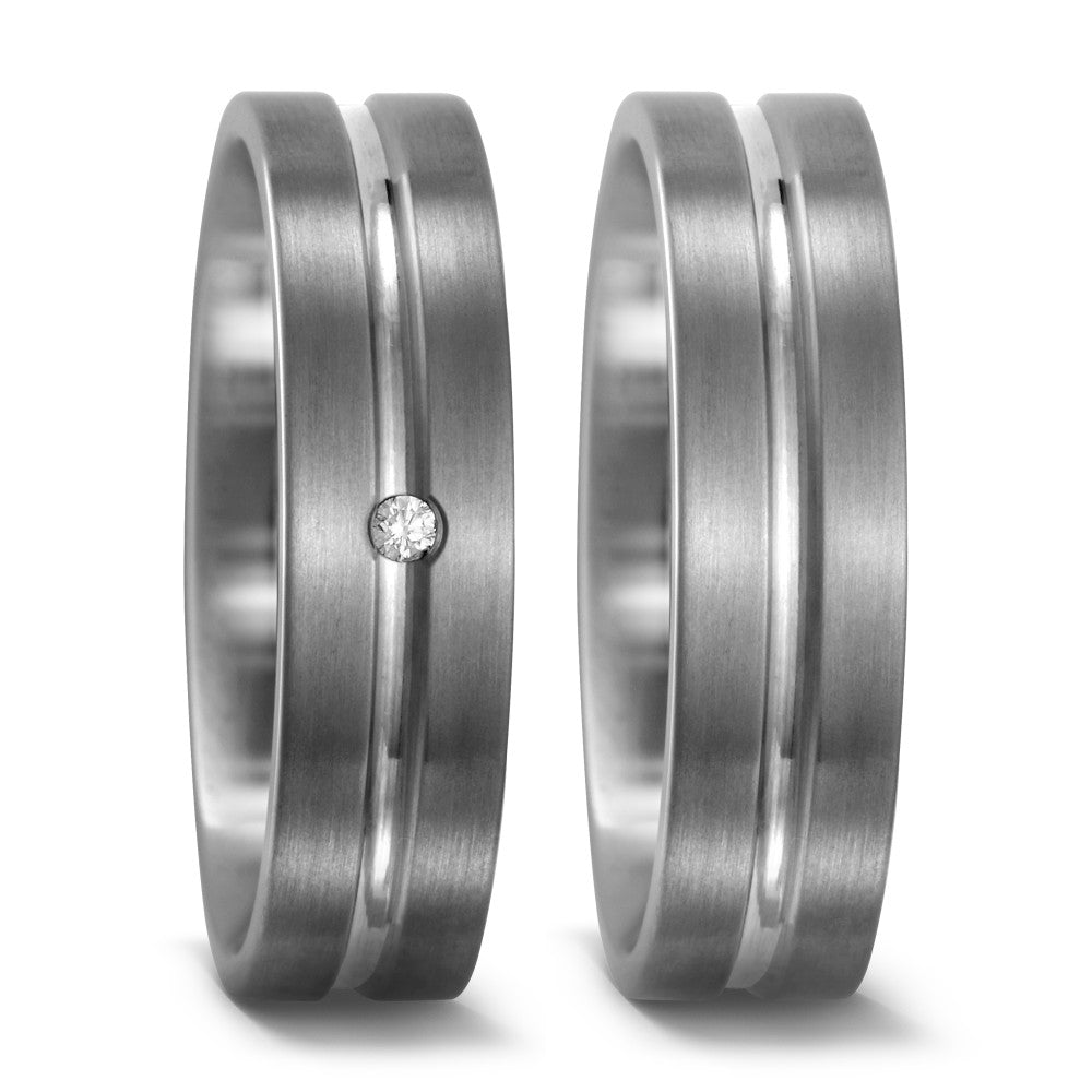 Wedding Ring Titanium Diamond 0.02 ct, w-si