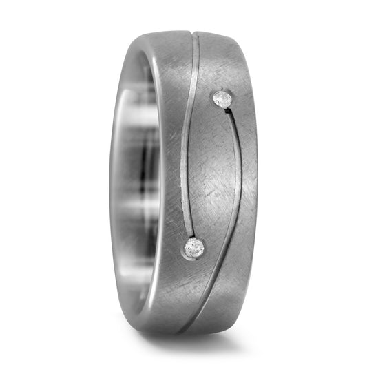 Wedding Ring Titanium Diamond 0.03 ct, 2 Stones, w-si