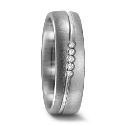 Wedding Ring Titanium Diamond 0.05 ct, 5 Stones, w-si