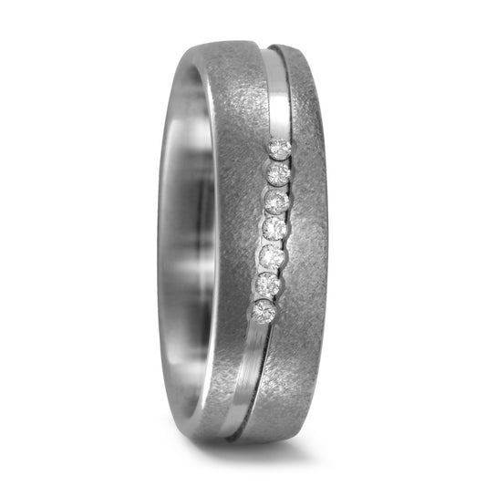 Wedding Ring Titanium Diamond 0.07 ct, 7 Stones, w-si