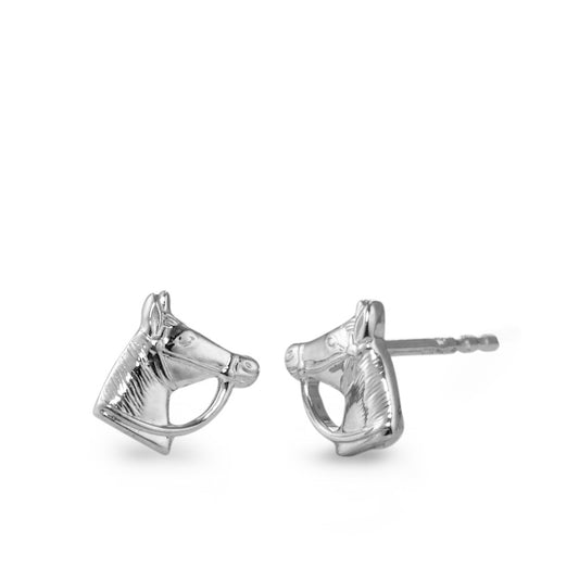 Stud earrings Silver Rhodium plated Horse