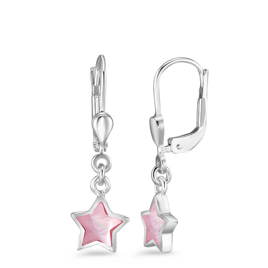 Drop Earrings Silver Rhodium plated Mother of pearl Star