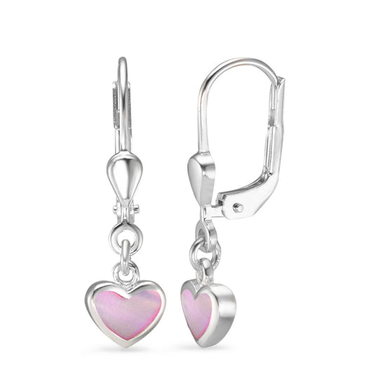 Drop Earrings Silver Rhodium plated Mother of pearl Heart