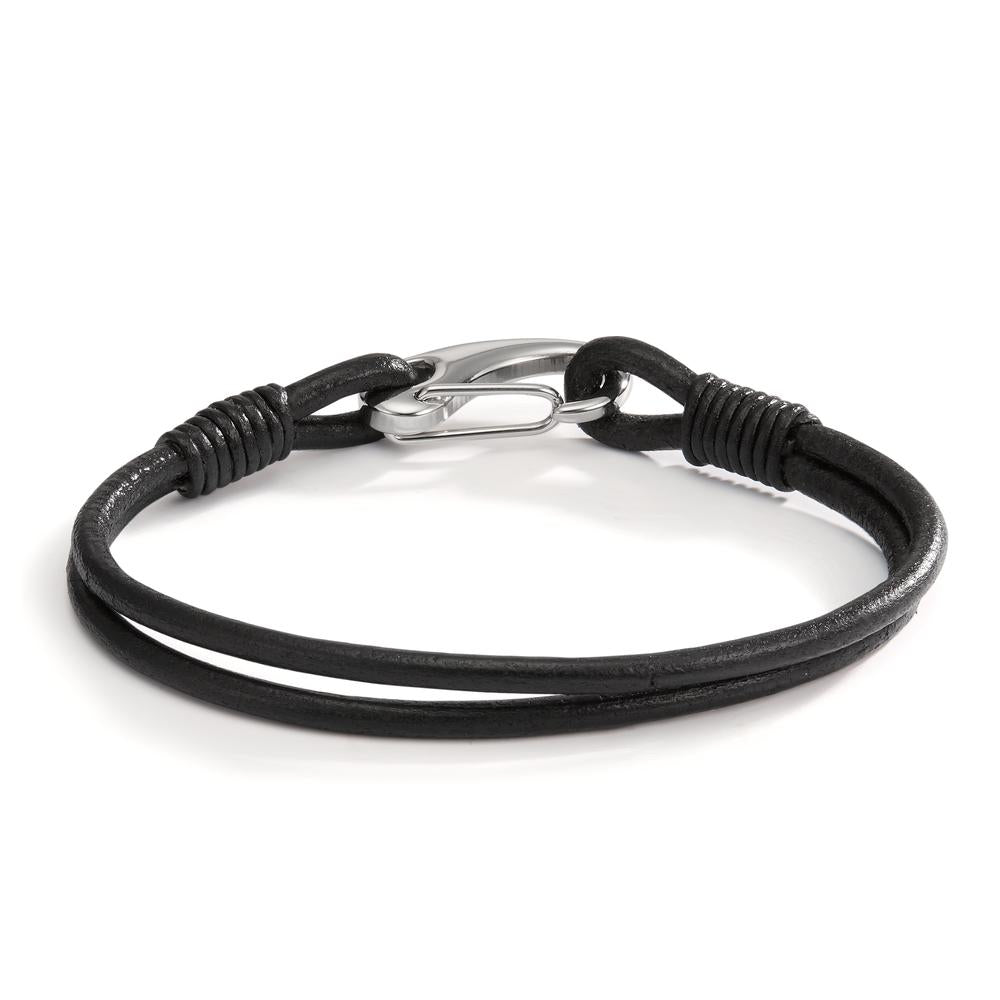 Bracelet Leather, Stainless steel 21 cm Ø6.5 mm