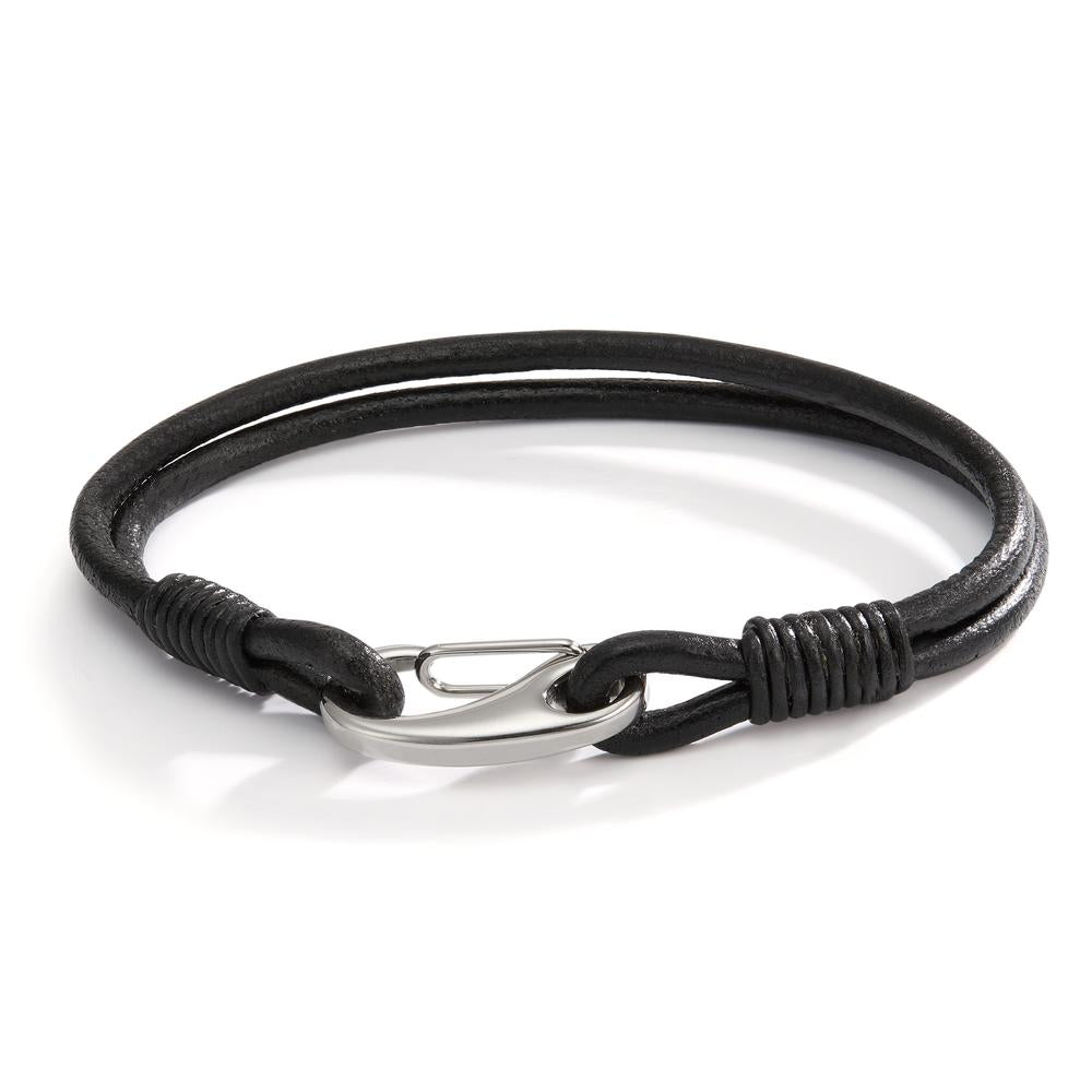 Bracelet Leather, Stainless steel 21 cm Ø6.5 mm