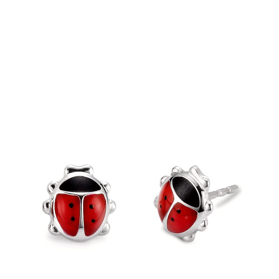 Stud earrings Silver Rhodium plated Ladybird