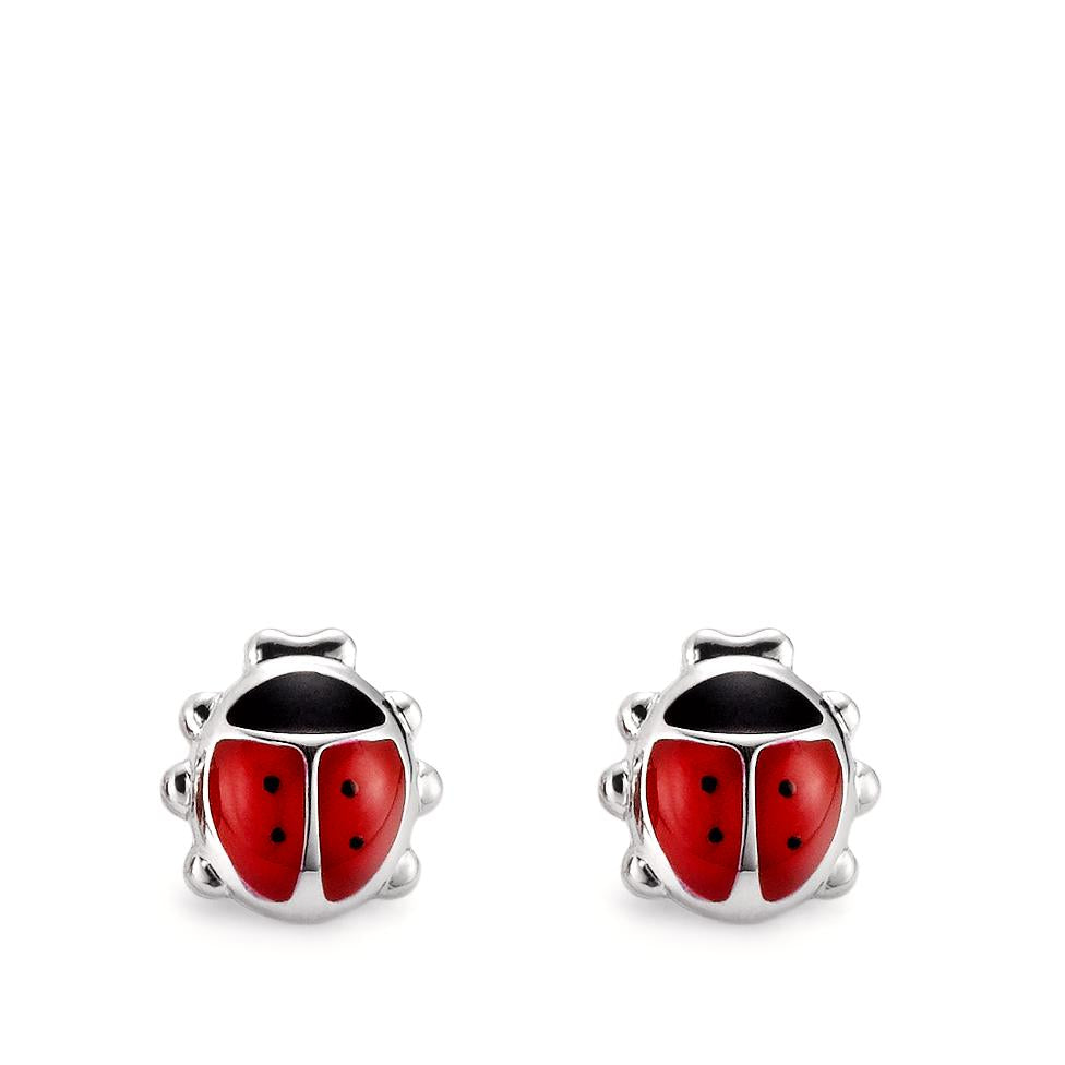 Stud earrings Silver Rhodium plated Ladybird