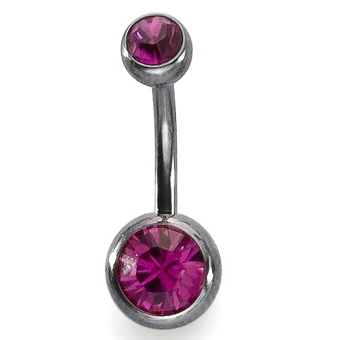 Navel piercing Titanium Crystal Red, 2 Stones