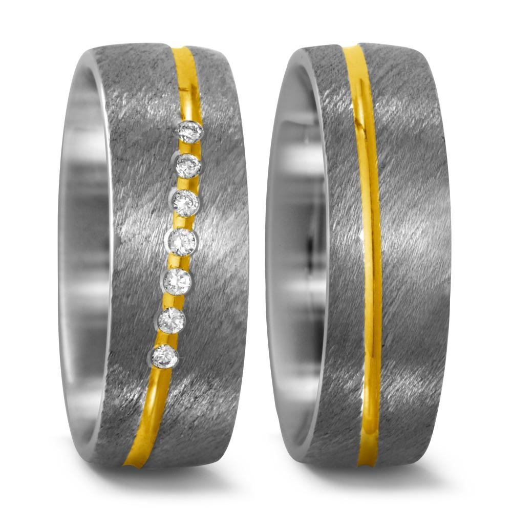 Wedding Ring Titanium, 18k Yellow Gold