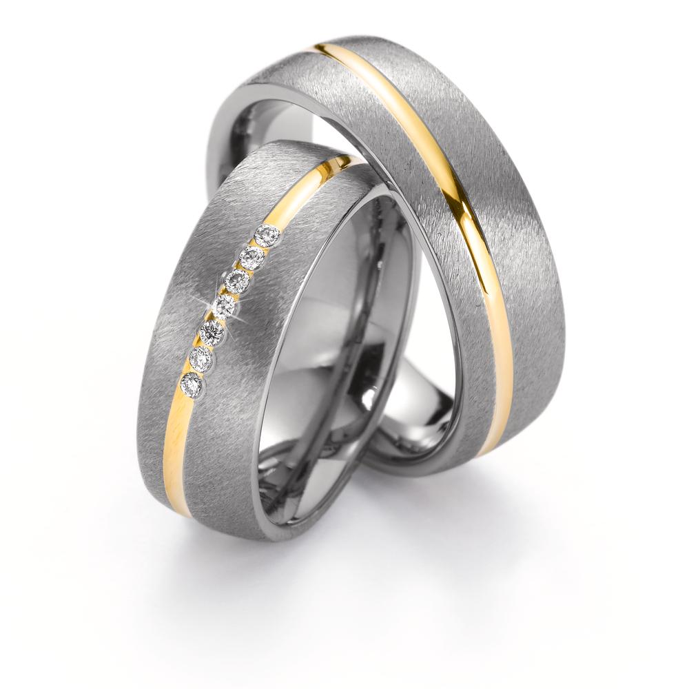 Wedding Ring Titanium, 18k Yellow Gold