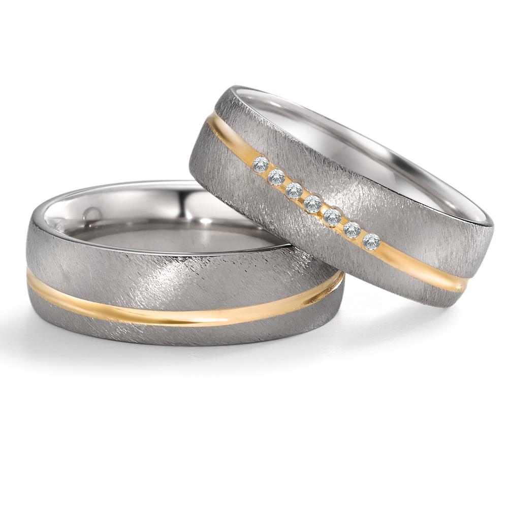 Wedding Ring Titanium, 18k Yellow Gold