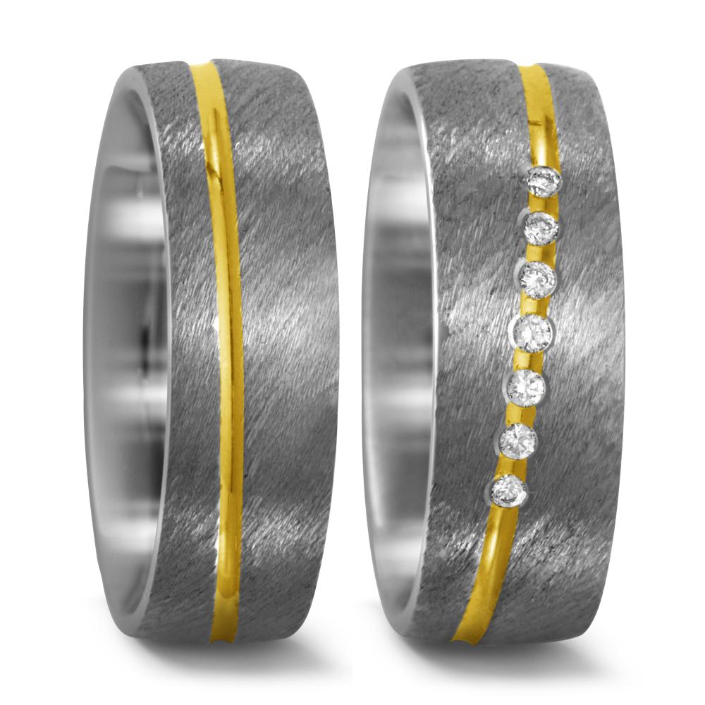 Wedding Ring Titanium, 18k Yellow Gold