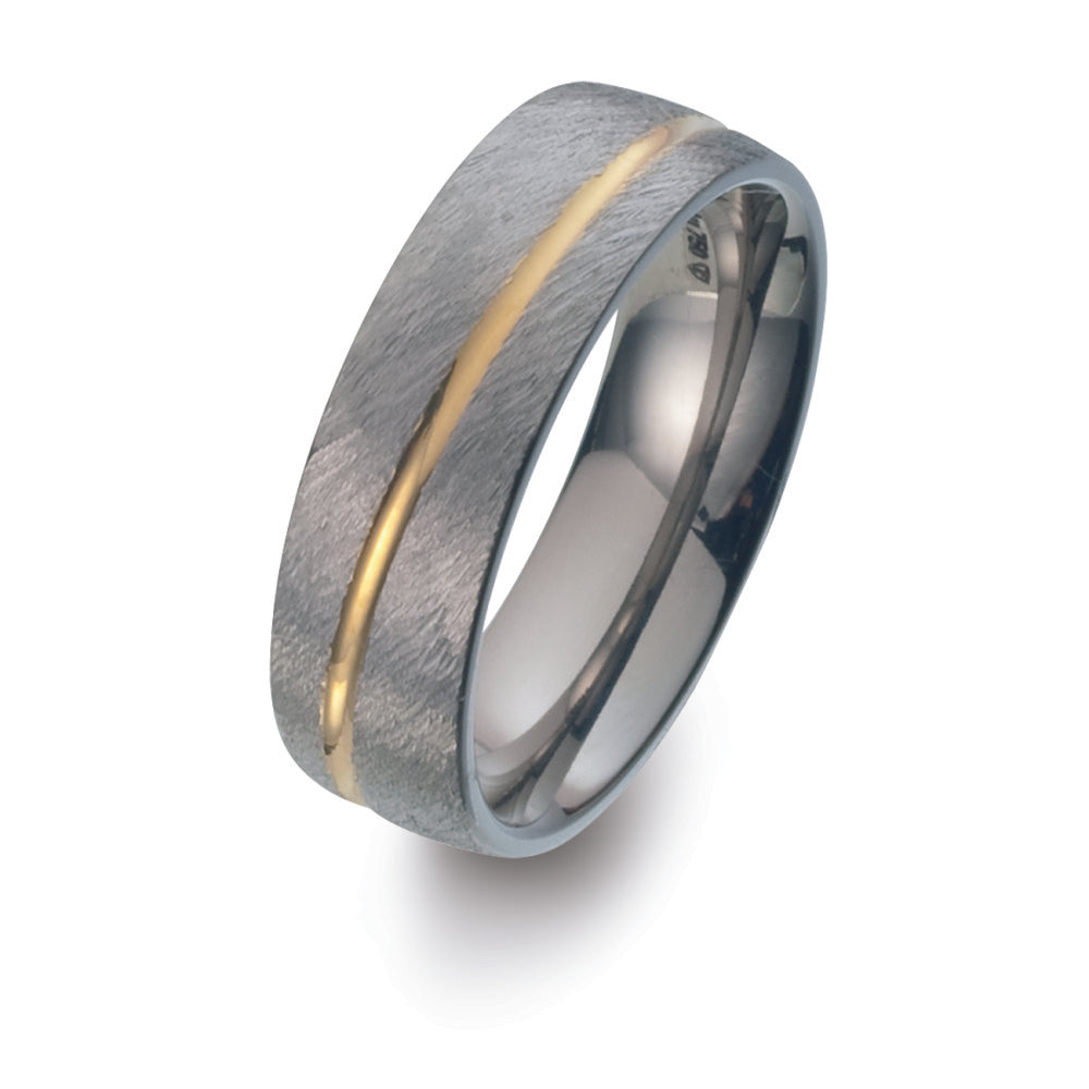 Wedding Ring Titanium, 18k Yellow Gold