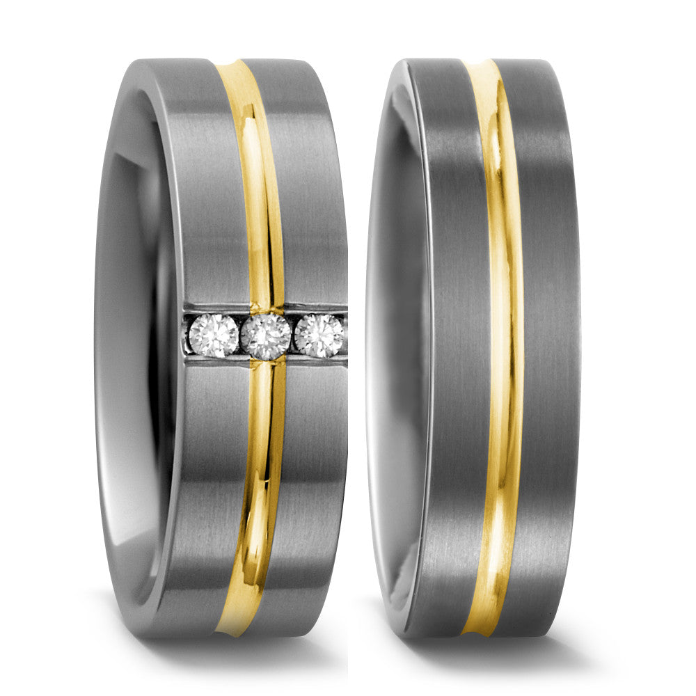 Wedding Ring Titanium, 18k Yellow Gold