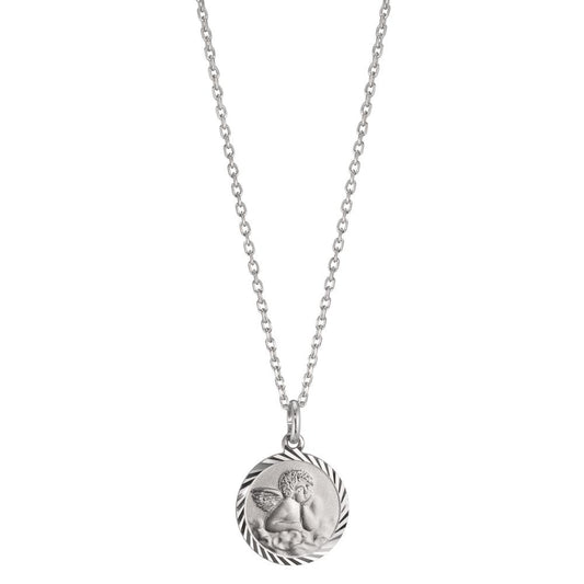Chain necklace with pendant Silver Rhodium plated Guardian Angel 38 cm Ø14 mm