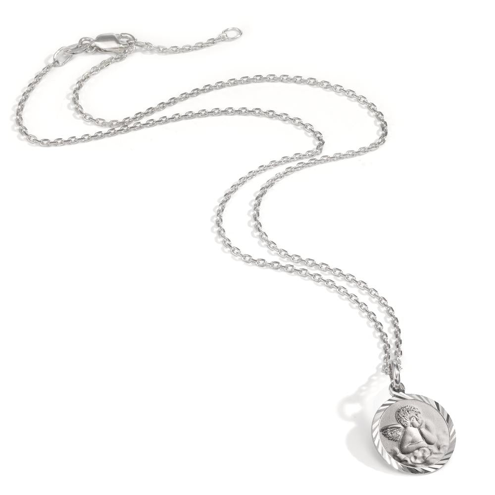 Chain necklace with pendant Silver Rhodium plated Guardian Angel 38 cm Ø14 mm
