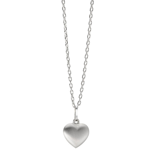 Chain necklace with pendant Silver Rhodium plated Heart 36-38 cm Ø9 mm
